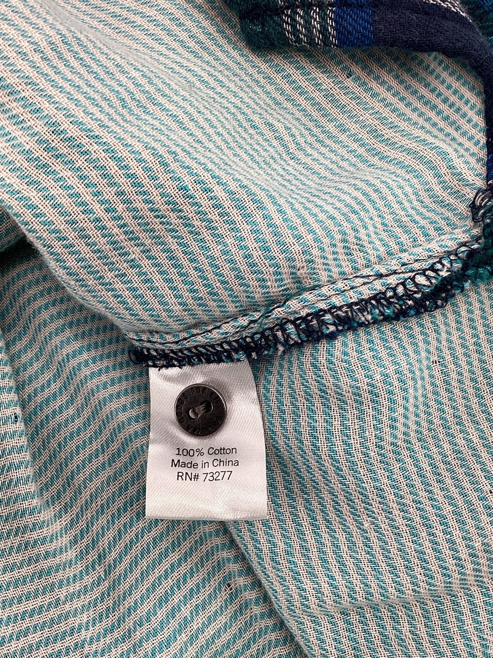 💚 Sonoma Plaid V-Neck Long Sleeve Top - Blue & Teal, Size XL - Picture 8 of 8
